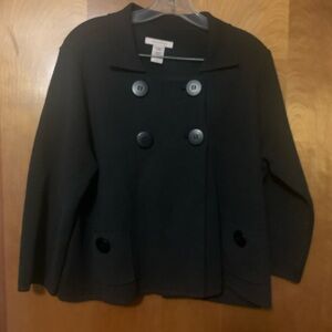 Covington Double Breasted Black Sweater 2 Pockets Size Large. GUC